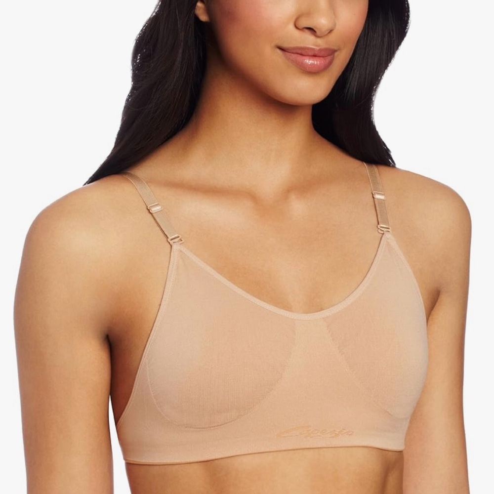 Capezio women’s seamless clear back bra - size Large - nude colour